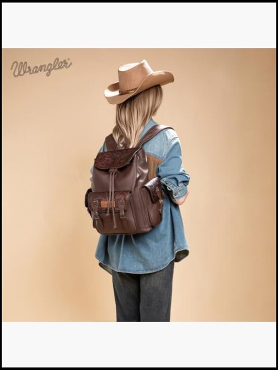 Floral Tooled Western Backpack Purse Travel Bag Adjustable Straps Spacious main image 4